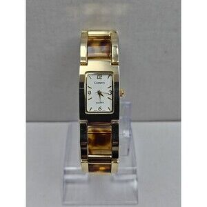 Womens Gramercy Tank Quartz Watch Gold Tone Tortoise Link New Battery 19mm